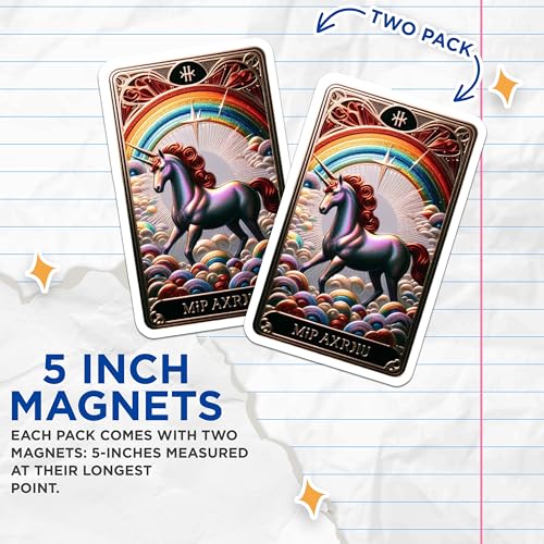 (2 Pack) Rainbow Unicorn Decor Magnet - 5" On Longest Side - Sticks to Smooth Flat Surfaces - Made in USA - MAG10113