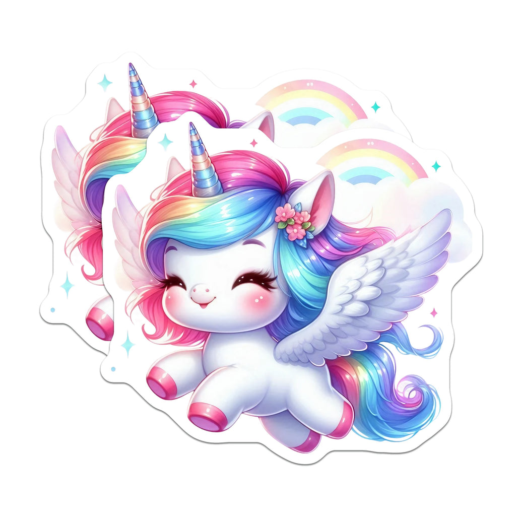 (2 Pack) Cute Unicorn Rainbow Magnets - Kawaii Fantasy Decor - Girls Room Locker Accent - 5 Inches On Longest Side - Thick Durable Magnet - Made in USA - MAG39015