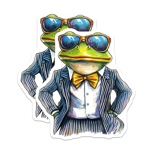 (2 Pack) Suit and Bow Tie Frog Magnet - Animal Lover Decor - Quirky Home Decor - 5" On Longest Side - Sticks to Smooth Flat Surfaces - Made in USA - MAG9516