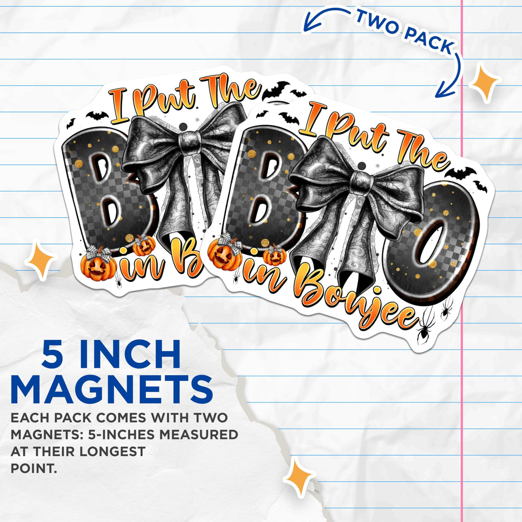 (2 Pack) Boujee Halloween Magnets - Spooky Season Decor - Funny Sarcastic Art - 5 Inches On Longest Side - Thick Durable Magnet - Made in USA - MAG28535