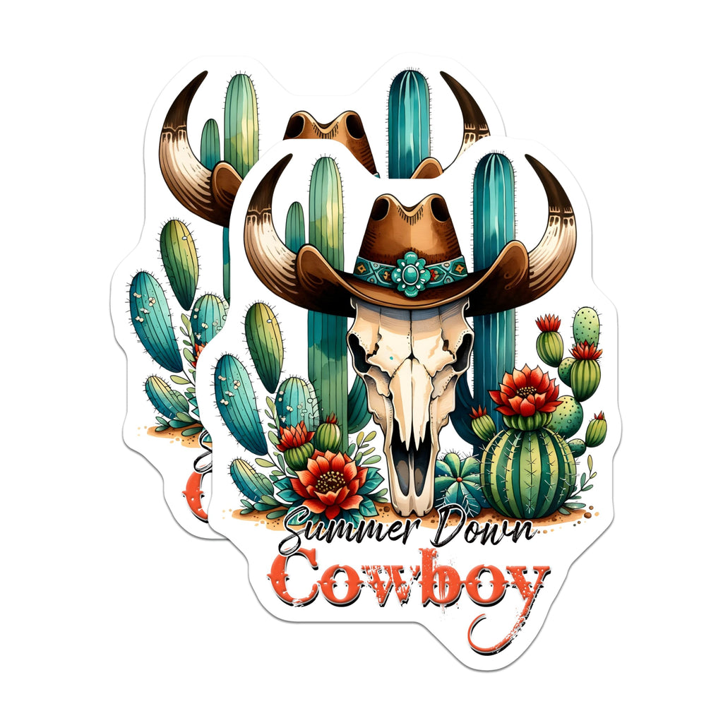(2 Pack) Cowboy Skull Magnets - Cactus Decor - Western Magnets for Fridge - 5" On Longest Side - Premium Magnet - for Cars, Refrigerators, Toolboxes, Lockers - Made in USA - MAG15176