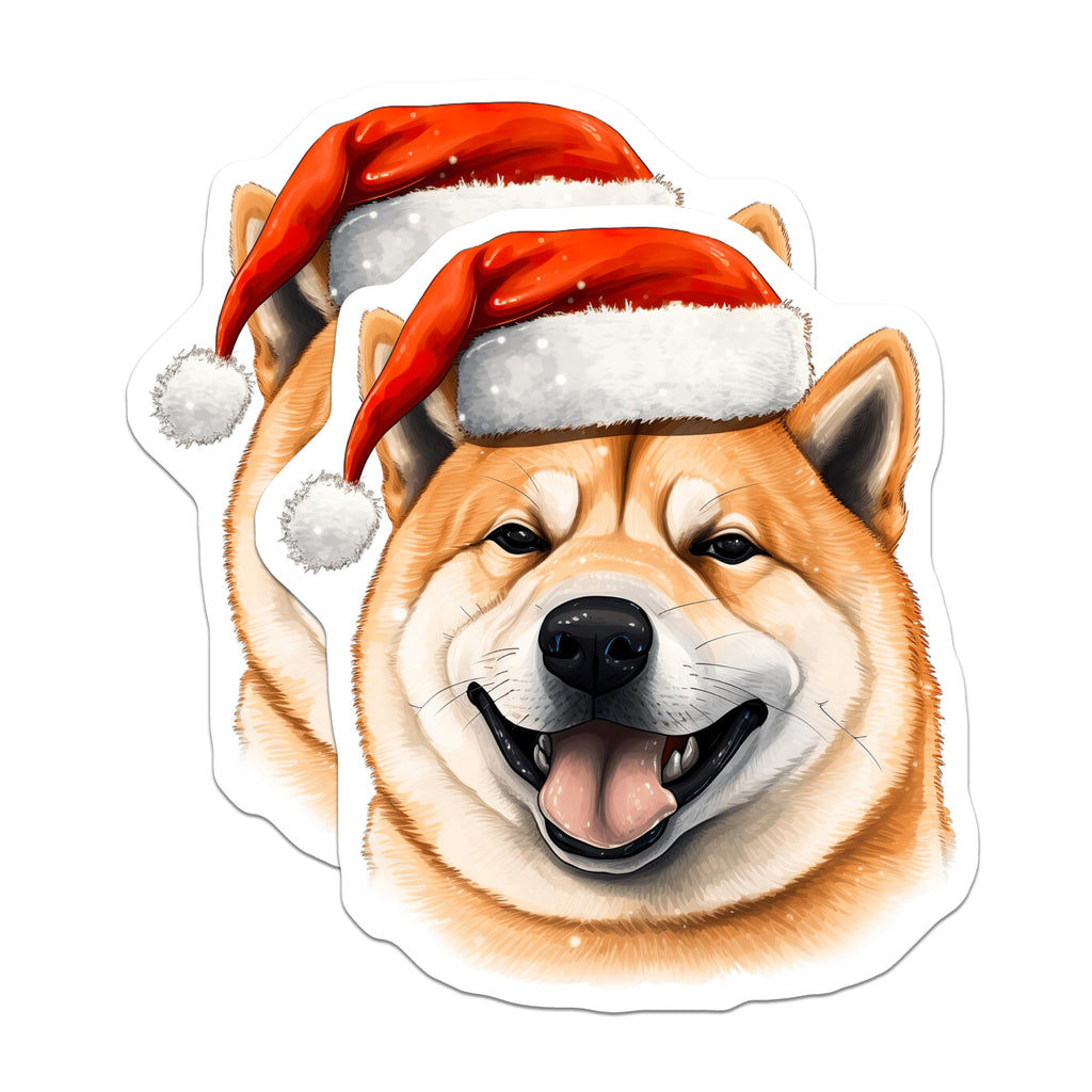 (2 Pack) Shiba Inu Christmas Magnets - Cute Dog Holiday Decor - Festive Refrigerator Accent - 5 Inches On Longest Side - Thick Durable Magnet - Made in USA - MAG26801