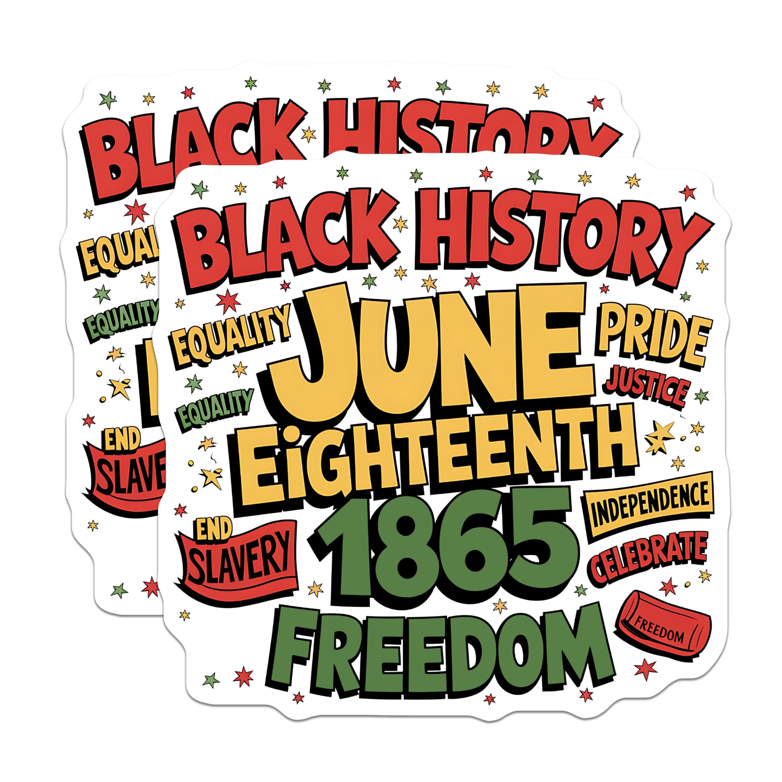 (2 Pack) Black History June Eighteenth 1865 Magnets - Equality Freedom Independence - Juneteenth Pride Celebratory Magnets - 5" On Longest Side - for Cars, Fridges, Toolboxes - Made in USA - MAG3890