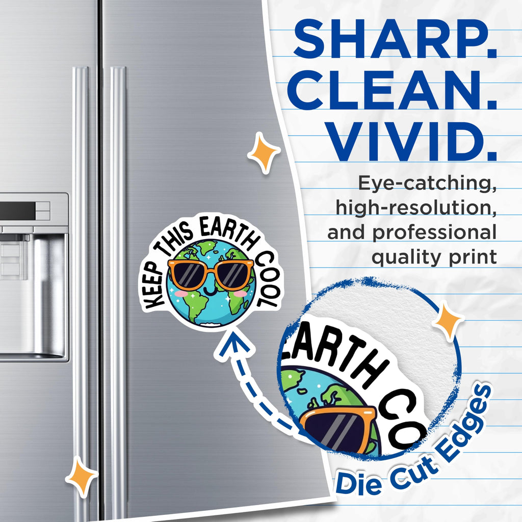 (2 Pack) Keep Earth Cool Magnets - Earth Day Awareness - Climate Change Action - Planet Conservation Decor - 5 Inches On Longest Side - Thick Durable Magnet - Made in USA - MAG22214