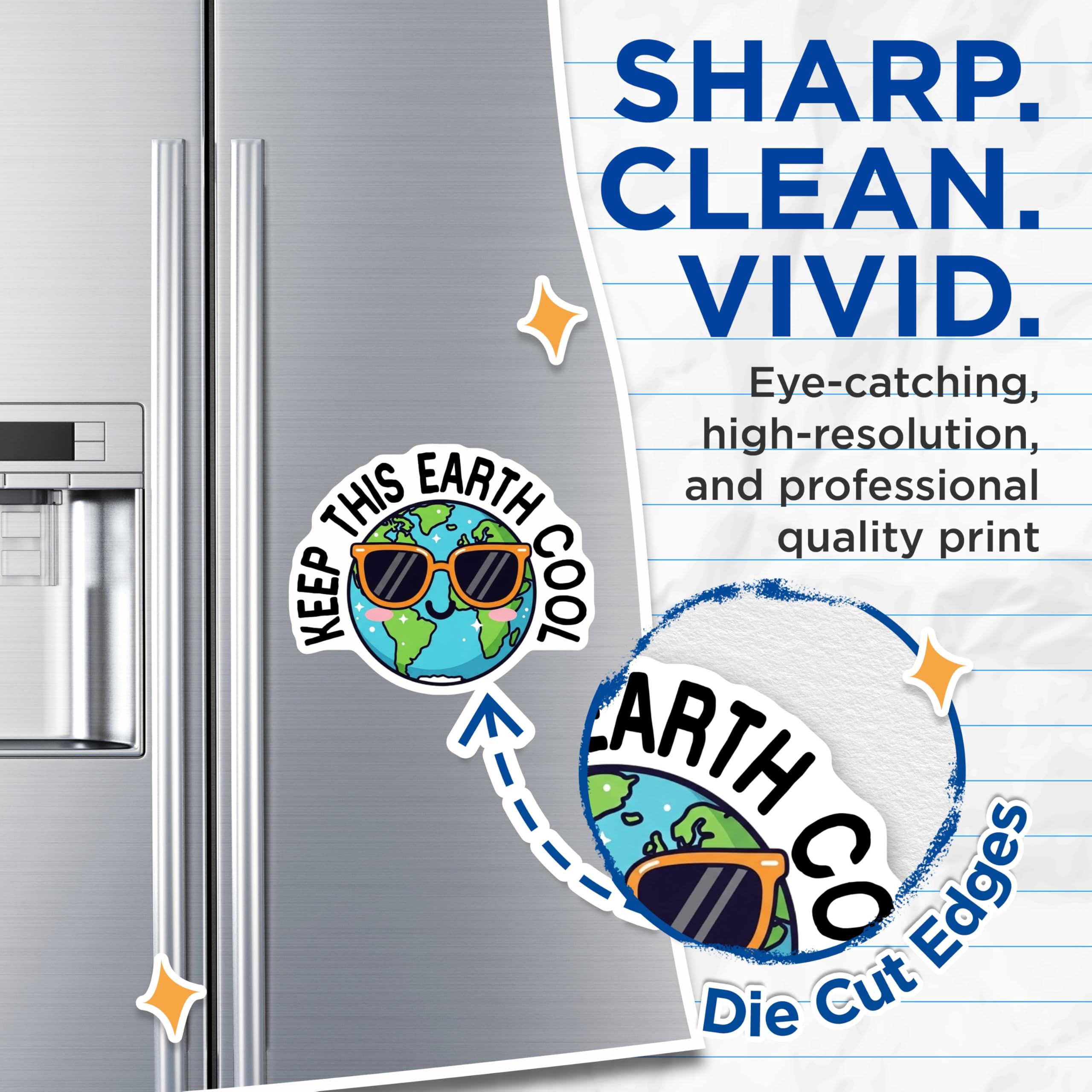 (2 Pack) Keep Earth Cool Magnets - Earth Day Awareness - Climate Change Action - Planet Conservation Decor - 5 Inches On Longest Side - Thick Durable Magnet - Made in USA - MAG22214