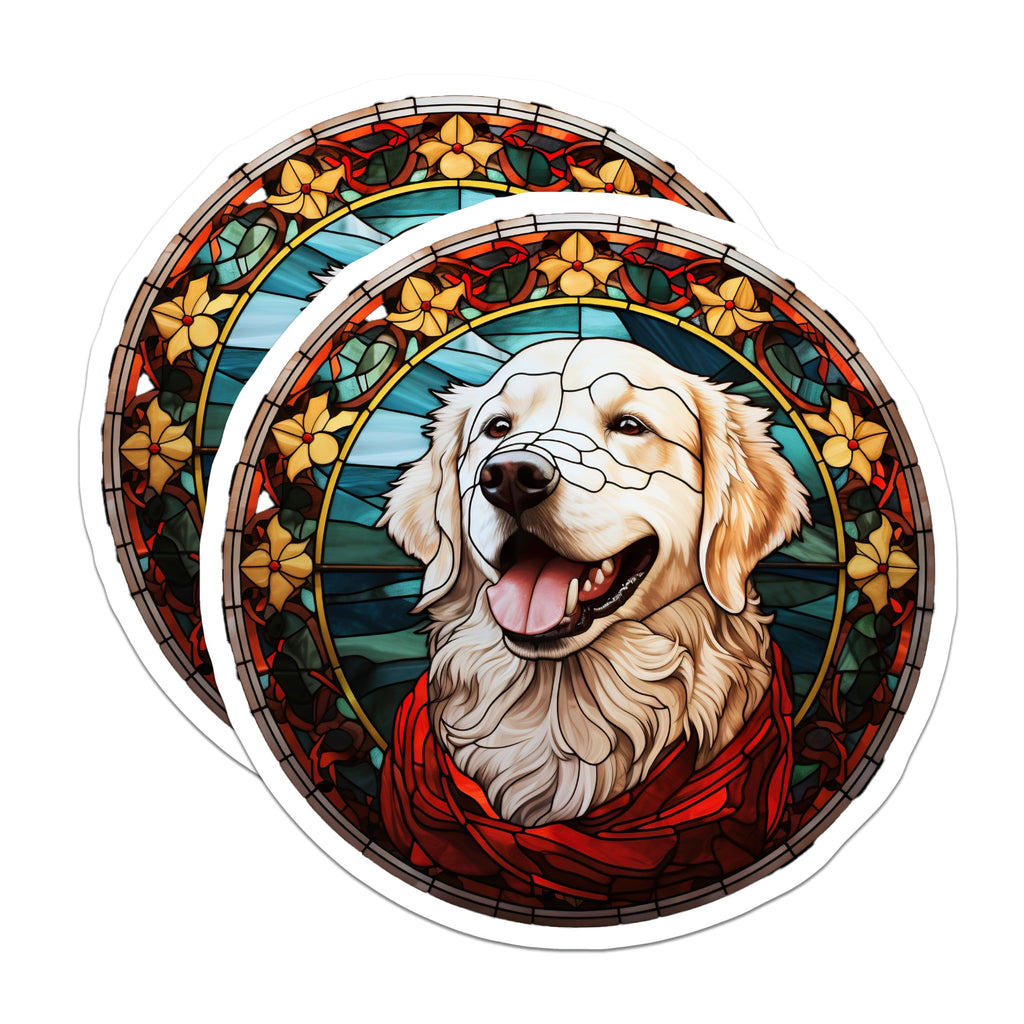 (2 Pack) Golden Retriever Magnets - Stained Glass Dog Art - Pet Lover Home Decor - 5 Inches On Longest Side - Thick Durable Magnet - Made in USA - MAG24002
