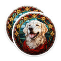 (2 Pack) Golden Retriever Magnets - Stained Glass Dog Art - Pet Lover Home Decor - 5 Inches On Longest Side - Thick Durable Magnet - Made in USA - MAG24002