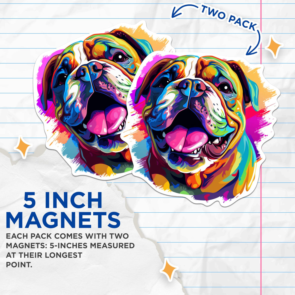 (2 Pack) Bulldog Dog Breed Magnets - 5 Inches On Longest Side - Choose from Over 100 Dog Breeds - for Cars, Refrigerators, Toolboxes - Made in USA - MAG1800