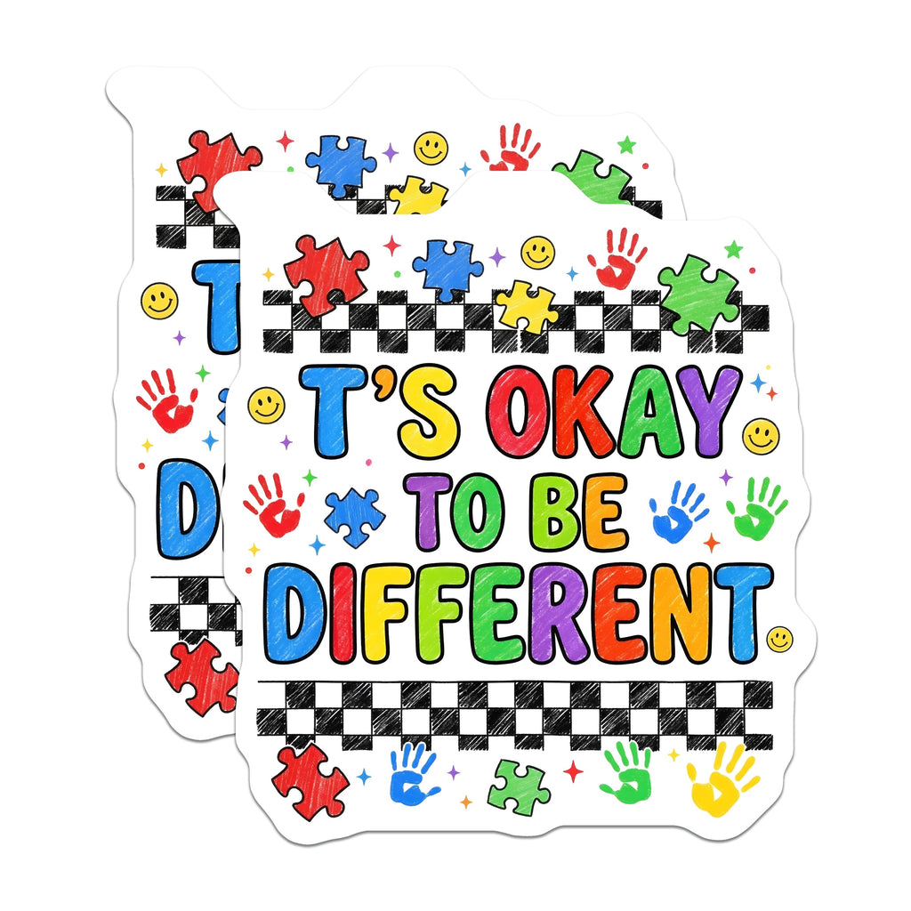 (2 Pack) It's Okay to Be Different Magnets - Autism Acceptance Support - Neurodiversity Teacher Student - 5 Inches On Longest Side - Thick Durable Magnet - Made in USA - MAG37697