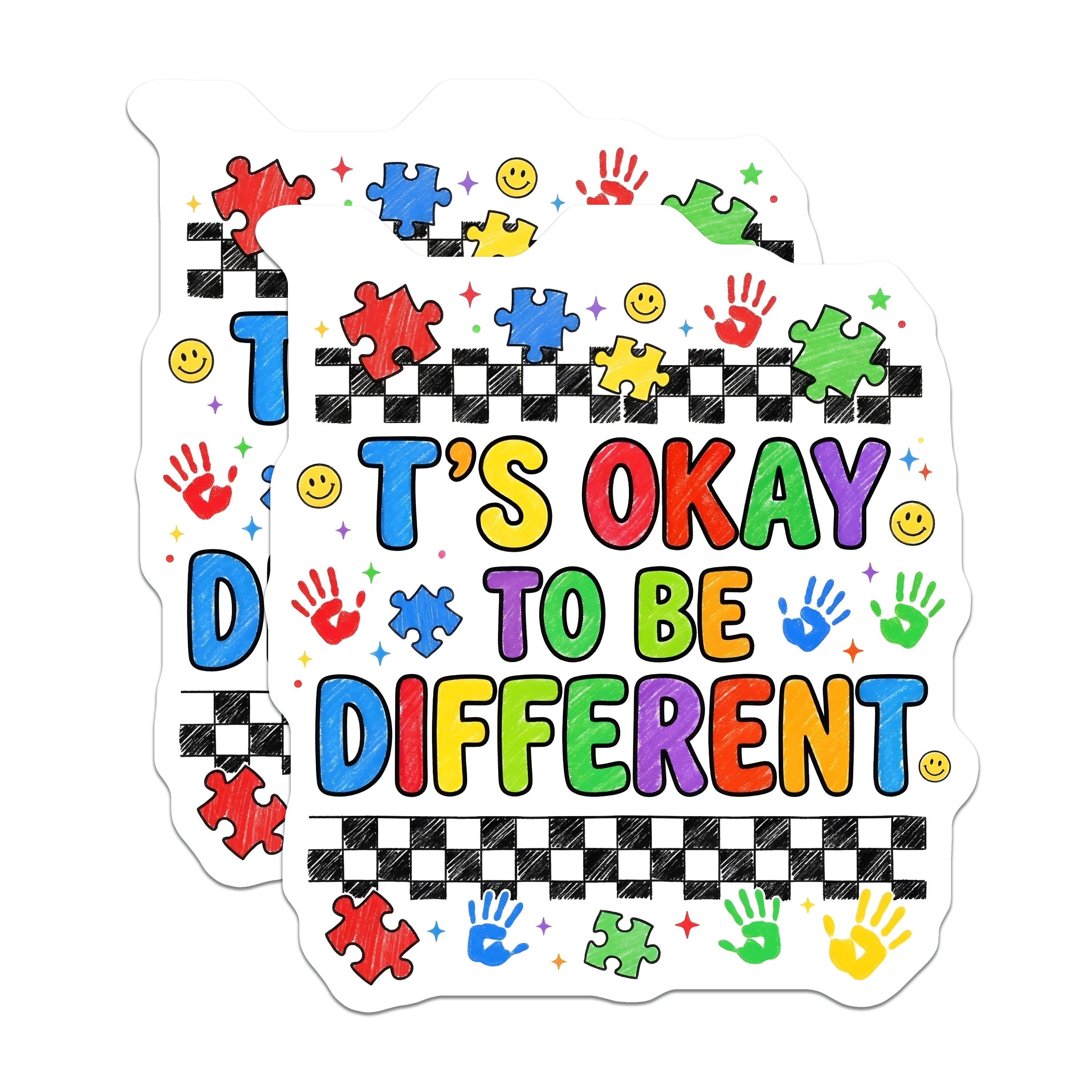 (2 Pack) It's Okay to Be Different Magnets - Autism Acceptance Support - Neurodiversity Teacher Student - 5 Inches On Longest Side - Thick Durable Magnet - Made in USA - MAG37697