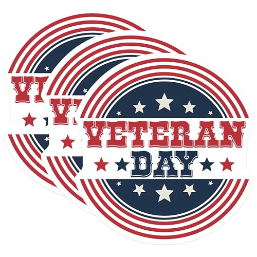 (3 Pack) Veterans Day Decals - Patriotic Decals - USA American Flag Decals - 3 Inches On Longest Side - Easy Peel & Apply - Made in USA - 3MCS7126