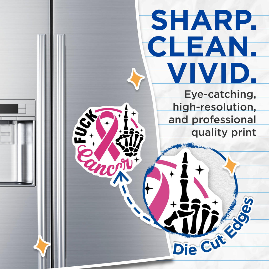 (2 Pack) Cancer Awareness Magnets - Fight Cancer Ribbon - Skeleton Hand Hope Magnets - 5" On Longest Side - Premium Magnet - for Cars, Refrigerators, Toolboxes, Lockers - Made in USA - MAG16956