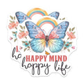 (2 Pack) Happy Mind Happy Life Magnets - Inspirational Butterfly Magnet - Positive Quote Magnet - 5" On Longest Side - for Cars, Fridges, Toolboxes - Made in USA - MAG4329
