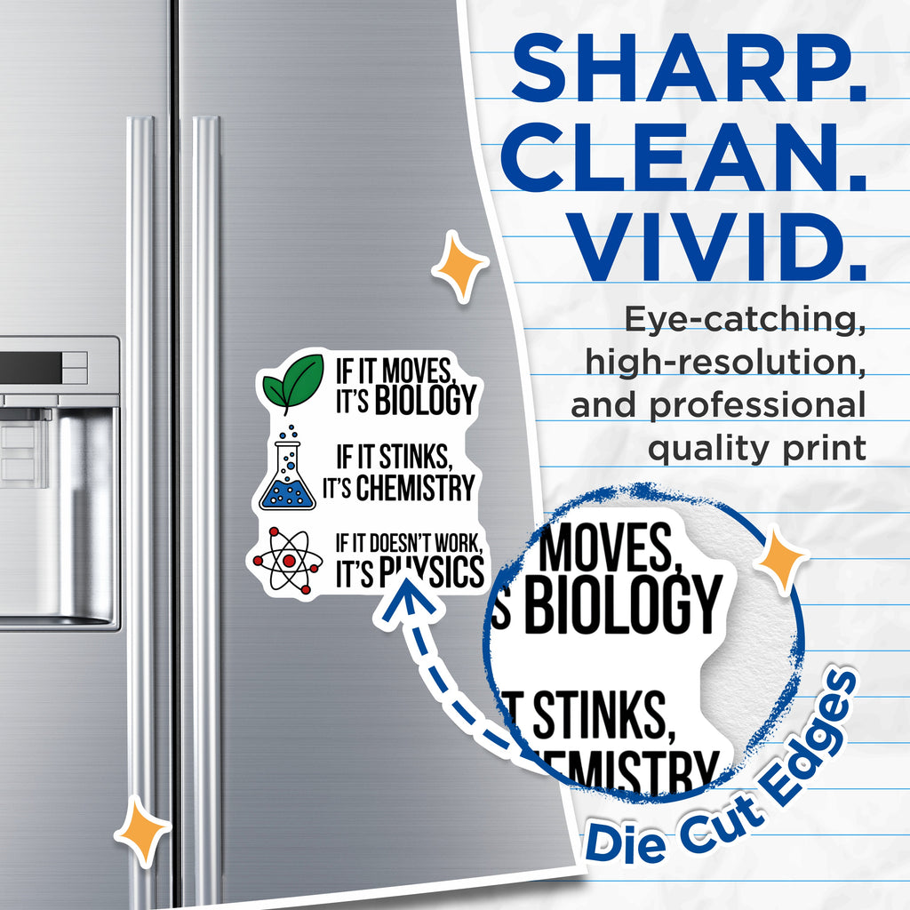 (2 Pack) Funny Science Quote Magnets - STEM Teacher Humor - Scientist Student Magnets - 5 Inches On Longest Side - Thick Durable Magnet - Made in USA - MAG37640