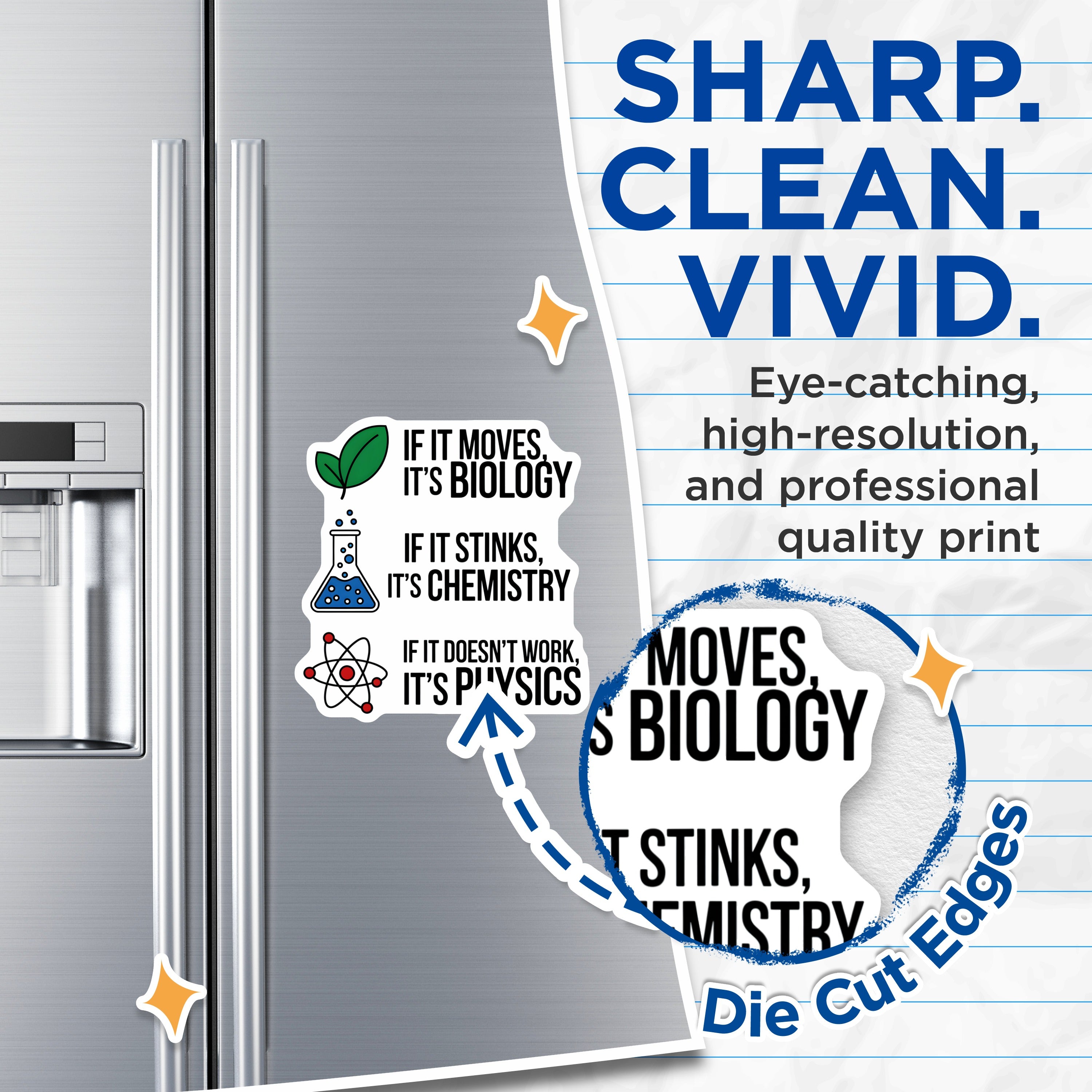 (2 Pack) Funny Science Quote Magnets - STEM Teacher Humor - Scientist Student Magnets - 5 Inches On Longest Side - Thick Durable Magnet - Made in USA - MAG37640