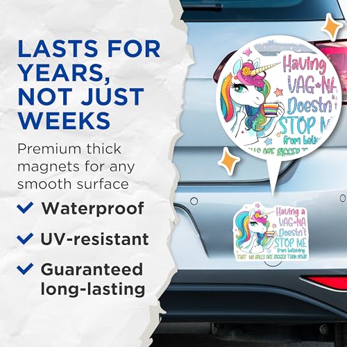 (2 Pack) Unicorn Quote Magnets - 5" On Longest Side - for Cars, Fridges, Toolboxes - Made in USA - MAG7805