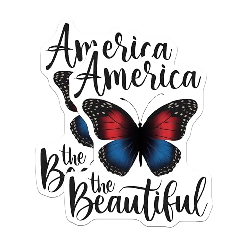 (2 Pack) America The Beautiful Stickers - 5" On Longest Side - Sticks to Smooth Flat Surfaces - Made in USA - BMCS8502 - BMCS8502