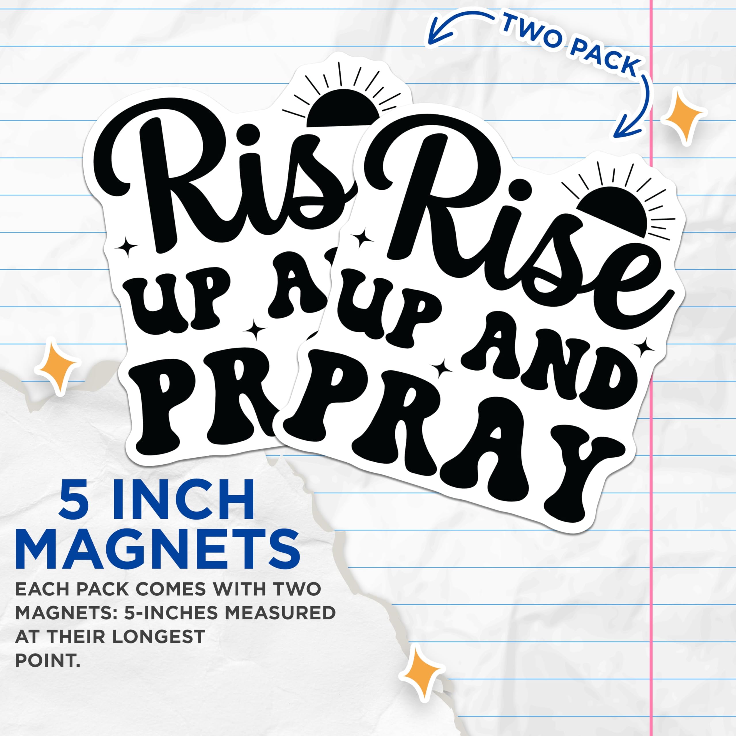 (2 Pack) Rise Up and Pray Magnets - Christian Inspirational Decor - Faith Scripture Reminder for Home - 5 Inches On Longest Side - Thick Durable Magnet - Made in USA - MAG27996