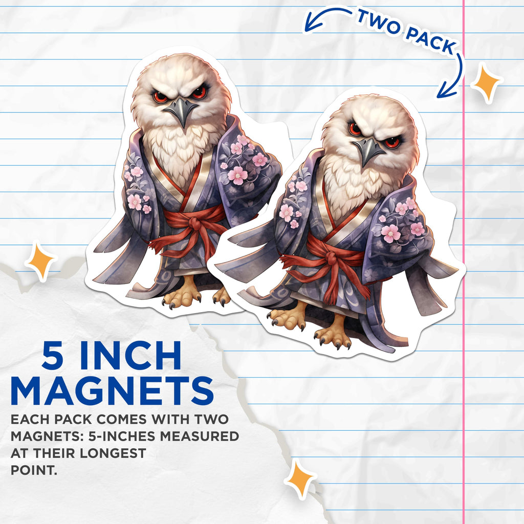 (2 Pack) Eagle Magnets - Kimono Bird - Anime Decor - 5" On Longest Side - Premium Magnet - for Cars, Refrigerators, Toolboxes, Lockers - Made in USA - MAG17058