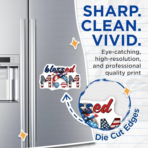(2 Pack) Blessed Mom Magnets - 5" On Longest Side - for Cars, Fridges, Toolboxes - Made in USA - MAG7455
