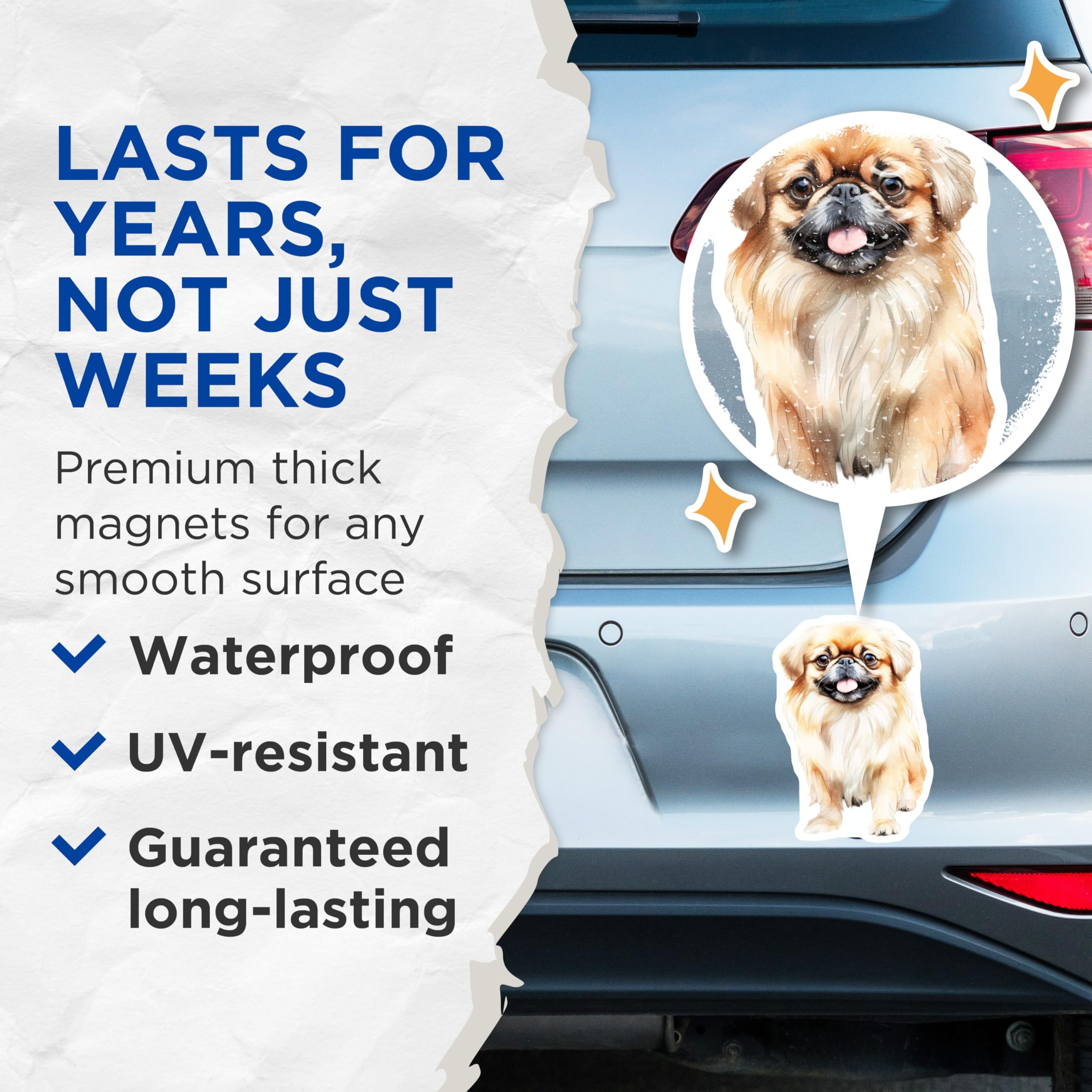 (2 Pack) Pekingese Dog Magnets - Cute Pet Art Magnets - Dog Lover Home Decor - 5 Inches On Longest Side - Thick Durable Magnet - Made in USA - MAG25829