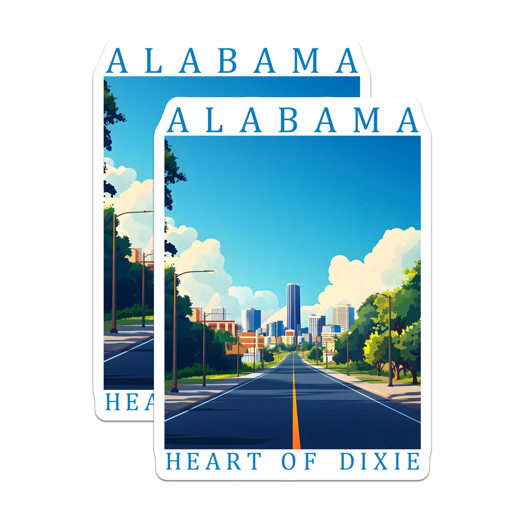 (2 Pack) Alabama Magnets - Heart of Dixie - Cityscape Souvenir Magnets - 5" On Longest Side - Premium Magnet - for Cars, Refrigerators, Toolboxes, Lockers - Made in USA - MAG18790