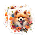 (2 Pack) Pomeranian Dog Magnets - Happy Pet Lover - Watercolor Floral Animal Art - 5 Inches On Longest Side - Thick Durable Magnet - Made in USA - MAG26346