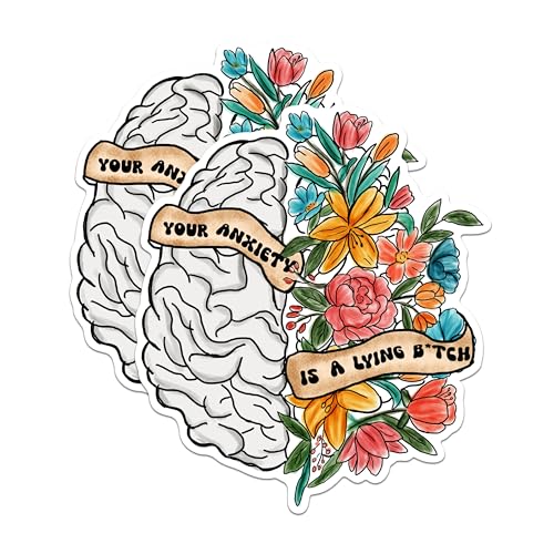 (2 Pack) Mental Health Awareness Stickers - Anxiety Support Stickers - Inspirational Quotes Decal - 5" On Longest Side - Sticks to Any Smooth Flat Surface - Made in USA - BMCS3054