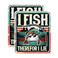(2 Pack) I Fish Therefore I Lie Stickers - Fishing Theme Stickers - Funny Fishing Stickers for Anglers - 5" On Longest Side - Sticks to Any Smooth Flat Surface - Made in USA - BMCS2611