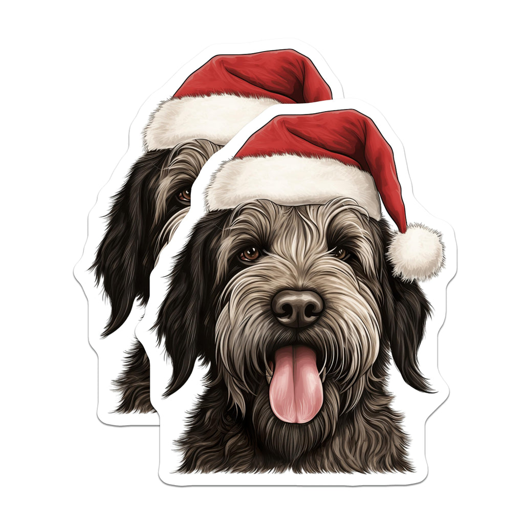 (2 Pack) Christmas Dog Magnets - Santa Hat Pet Decor - Holiday Fridge Art for Dog Lovers - 5 Inches On Longest Side - Thick Durable Magnet - Made in USA - MAG26169