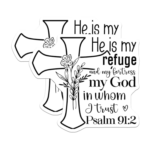 (2 Pack) He is My Refuge Magnets - Psalm 91:2 Christian - Inspirational Magnet for Faithful - 5" On Longest Side - for Cars, Fridges, Toolboxes - Made in USA - MAG3842