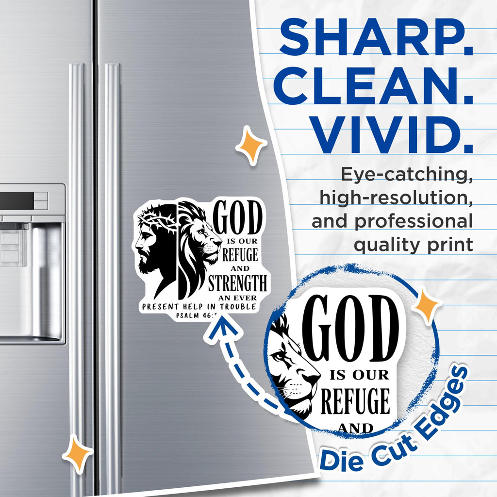 (2 Pack) Christian Magnets - Lion and Jesus - Psalm 46 1 Religious Magnet - 5" On Longest Side - Premium Magnet - for Cars, Refrigerators, Toolboxes, Lockers - Made in USA - MAG14021