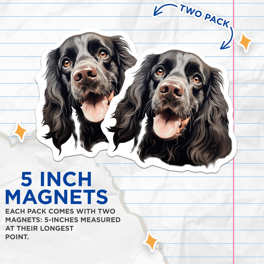 (2 Pack) Black Spaniel Dog Magnets - Cocker Spaniel Art - Dog Lover Fridge Decor for Pet Owners - 5 Inches On Longest Side - Thick Durable Magnet - Made in USA - MAG27856