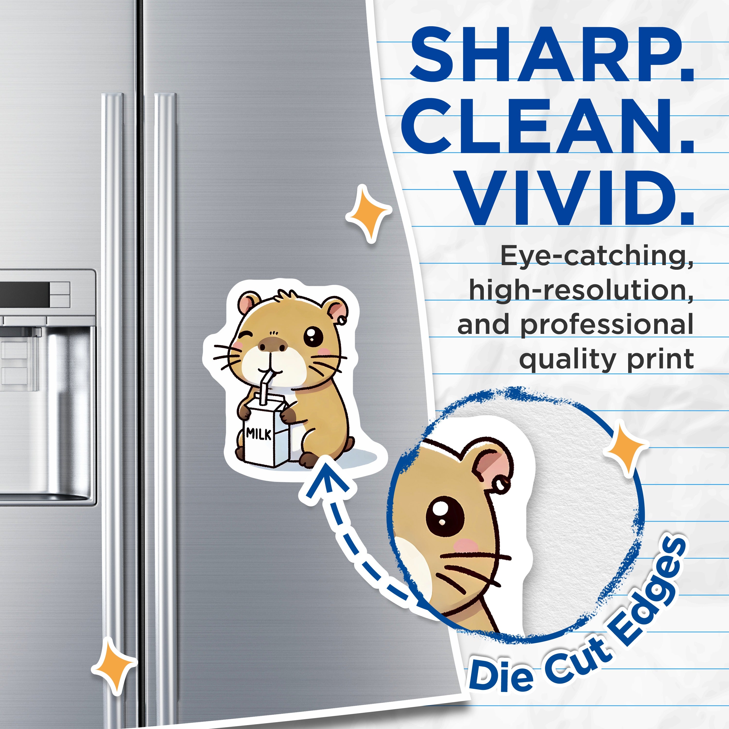 (2 Pack) Kawaii Hamster Magnets - Cute Animal Milk Carton Magnet - Fridge Decor for Animal Lovers - Whimsical Locker Accent - 5 Inches On Longest Side - Thick Durable Magnet - Made in USA - MAG36486
