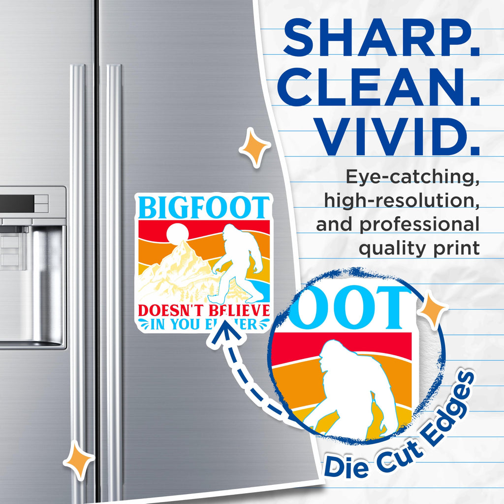 (2 Pack) Bigfoot Skeptic Magnets - Funny Cryptid Design - Wilderness Fridge Decor - 5 Inches On Longest Side - Thick Durable Magnet - Made in USA - MAG20598