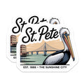 (2 Pack) St Pete Florida Magnets - Sunshine City - Pelican Decor Souvenir Fridge Magnets - 5" On Longest Side - Premium Magnet - for Cars, Refrigerators, Toolboxes, Lockers - Made in USA - MAG17231