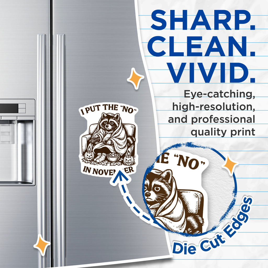 (2 Pack) Cozy Raccoon Magnets - Funny November Humor Decor - Introvert Homebody Autumn Vibe Kitchen Refrigerator Accessories - 5 Inches On Longest Side - Thick Durable Magnet - Made in USA - MAG39516