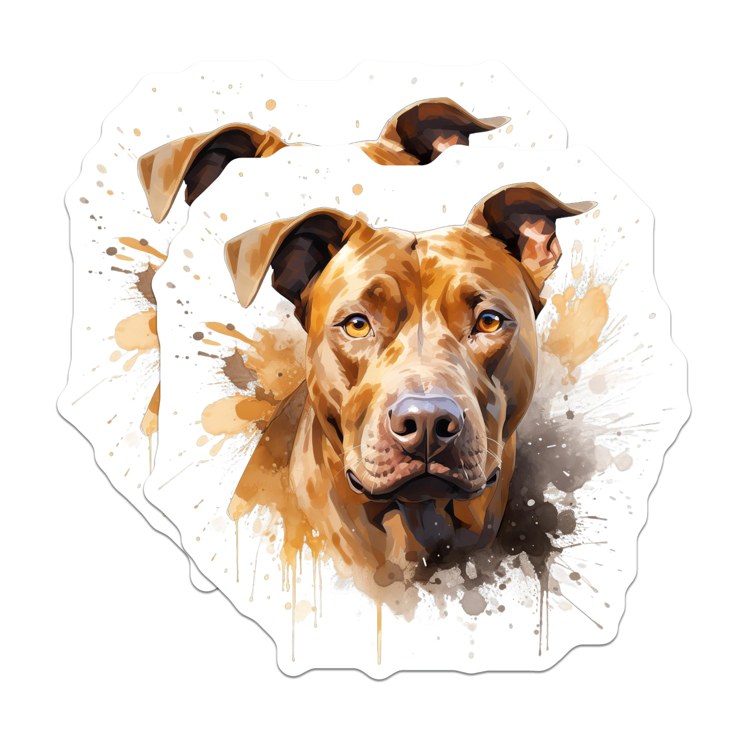 (2 Pack) Pitbull Dog Magnets - Red Nose Watercolor Art - Animal Lover Fridge Decor - 5 Inches On Longest Side - Thick Durable Magnet - Made in USA - MAG28211