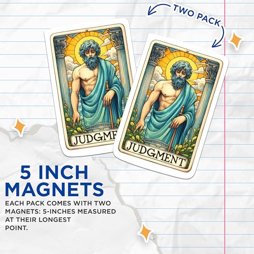(2 Packs) Judgement Tarot Card Magnets - Spiritual Metaphysical Mystical Magnets - 5 Inches On Longest Side - Premium Magnet - for Fridges, Toolboxes, Cars - Made in USA - MAG2263