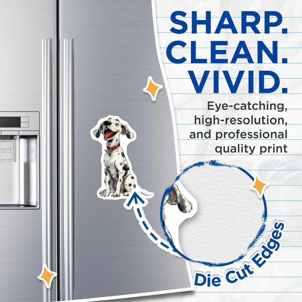(2 Pack) Happy Dog Magnets - Smiling Dalmatian Puppy Decor - Dog Lover Accessories - Pet Parent Kitchen Fridge Locker - 5 Inches On Longest Side - Thick Durable Magnet - Made in USA - MAG30866