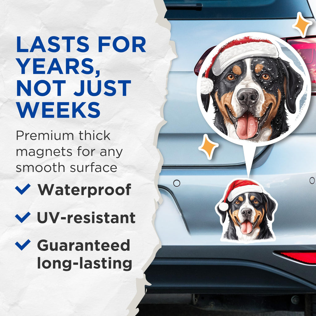 (2 Pack) Bernese Mountain Dog Magnets - Christmas Dog Decor - Holiday Pet Lover Dog Mom - 5 Inches On Longest Side - Thick Durable Magnet - Made in USA - MAG25270