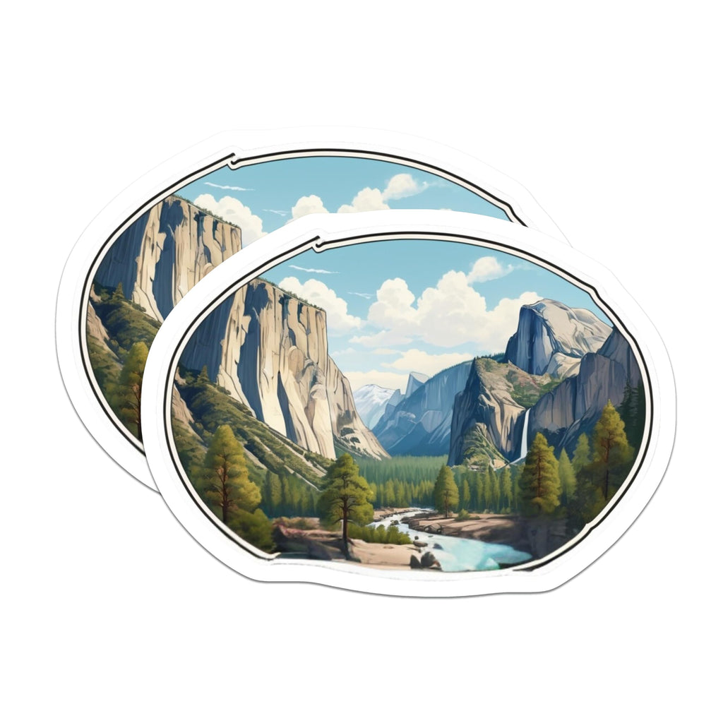 (2 Pack) Yosemite Valley Magnets - National Park Landscape - Mountain Waterfall Scene - 5 Inches On Longest Side - Thick Durable Magnet - Made in USA - MAG22717