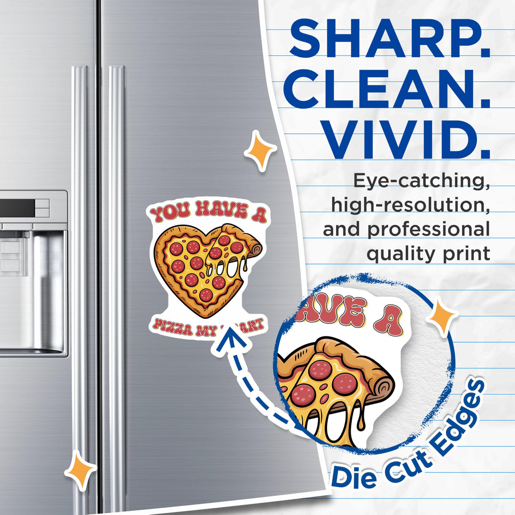 (2 Pack) Pizza My Heart Magnets - Food Pun Magnet - Funny Pizza Lover Decor - 5" On Longest Side - Premium Magnet - for Cars, Refrigerators, Toolboxes, Lockers - Made in USA - MAG15010