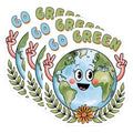 (3 Pack) Go Green Earth Decals - Cartoon Planet Stickers - Environmental Awareness - 3 Inches On Longest Side - Easy Peel & Apply - Made in USA - 3MCS6449