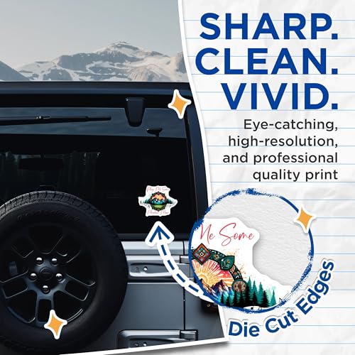 (2 Pack) Play Me Some Mountain Music Stickers - Nature Music Vinyl Stickers - Scenic Mountain Decal - 5" On Longest Side - Sticks to Any Smooth Flat Surface - Made in USA - BMCS3277