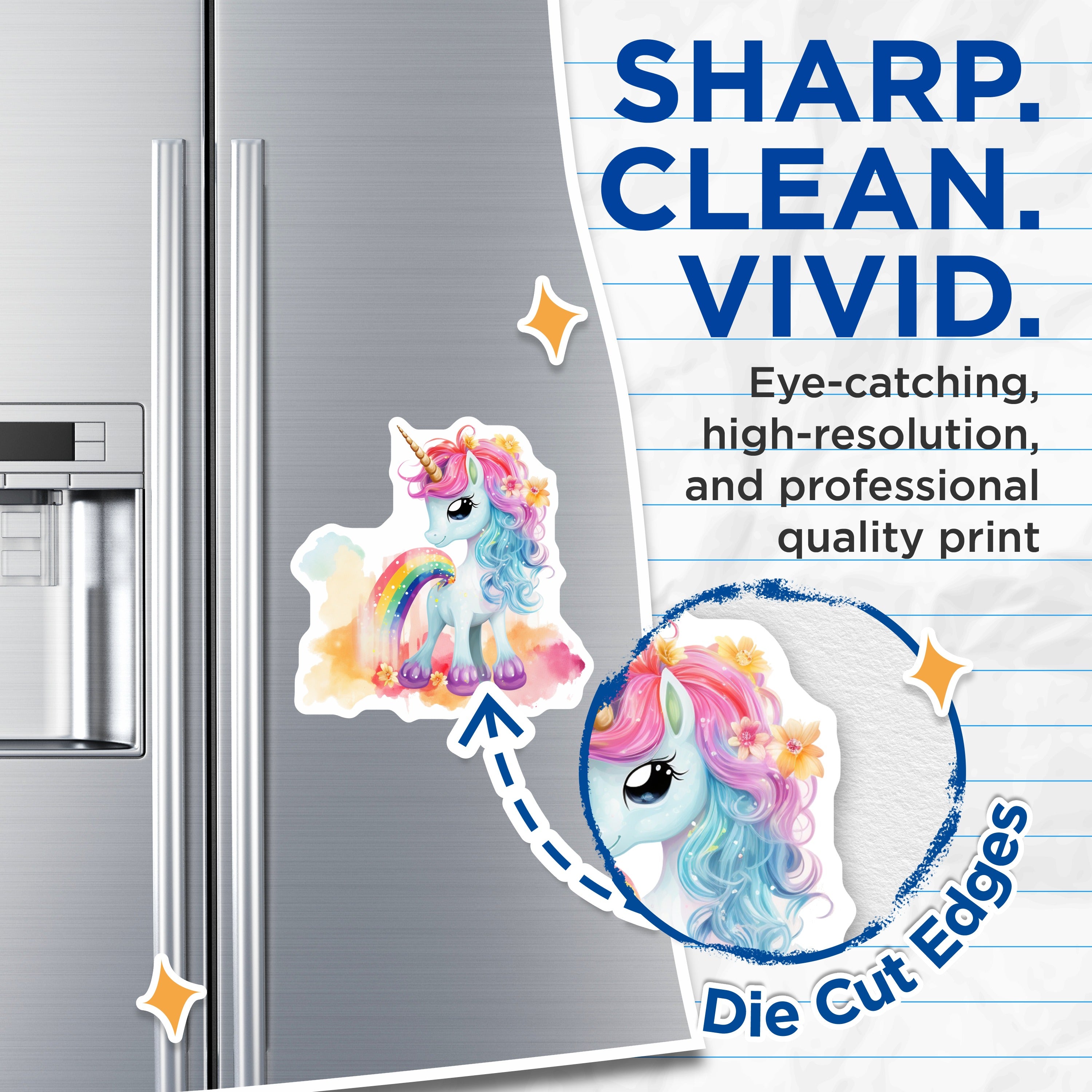 (2 Pack) Cute Unicorn Rainbow Magnets - Enchanting Fantasy Refrigerator Decor - Magical Nursery Bedroom Locker Magnets - 5 Inches On Longest Side - Thick Durable Magnet - Made in USA - MAG39001
