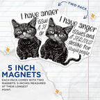 (2 Pack) Funny Cat Magnets - Anger Issues Cat - Stupid People Magnet - 5" On Longest Side - for Cars, Fridges, Toolboxes - Made in USA - MAG4335