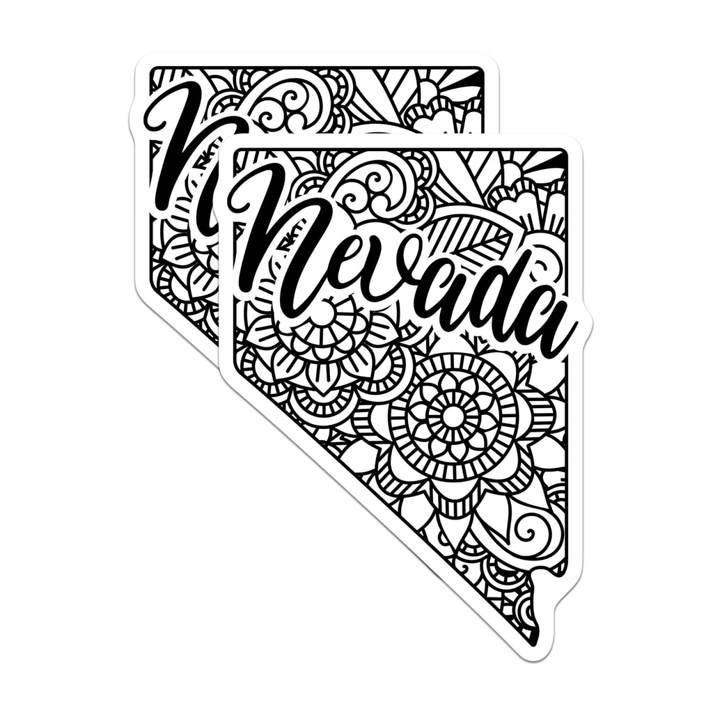 (2 Pack) Nevada Magnets - Intricate Mandala Zentangle Design - State Outline Decor Souvenir - US Travel Keepsake - 5 Inches On Longest Side - Thick Durable Magnet - Made in USA - MAG21800