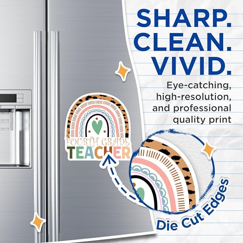 (2 Pack) Fourth Grade Teacher Magnets Magnets - Rainbow Teacher Decor - 5" On Longest Side - Made in USA - Sticks to Refrigerators & Metal Surfaces - MAG8799
