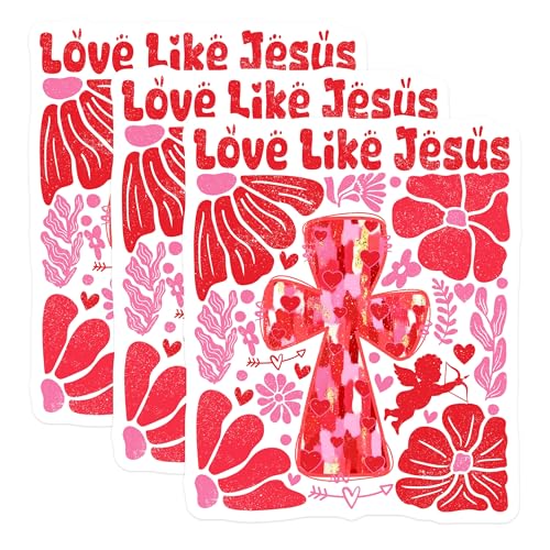 (3 Pack) Love Like Jesus Decals - Christian Faith - Religious Laptop Decals - 3 Inches On Longest Side - Easy Peel & Apply - Made in USA - 3MCS2145